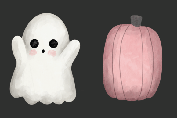 Cute Halloween Watercolor Set Cute Halloween Watercolor Set
