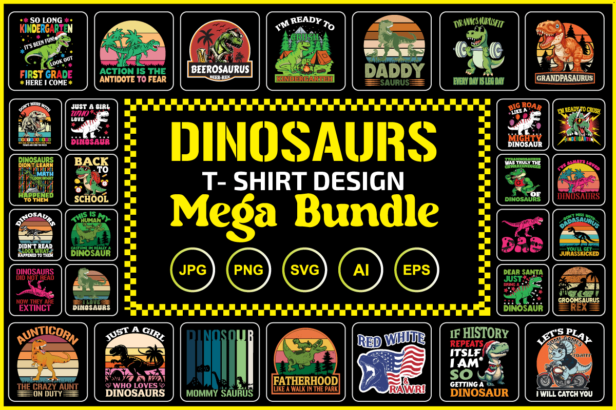 Dinosaur T‑Rex Shirt Design Bundle Dinosaur T‑Rex Shirt Design Bundle