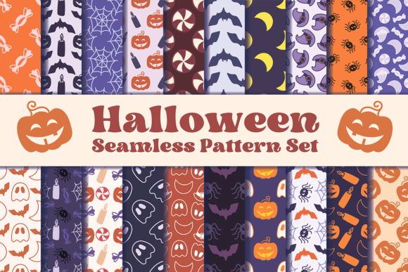 Halloween Seamless Pattern Set Halloween Seamless Pattern Set