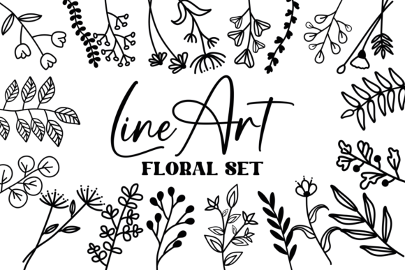Line Art Floral Set Line Art Floral Set