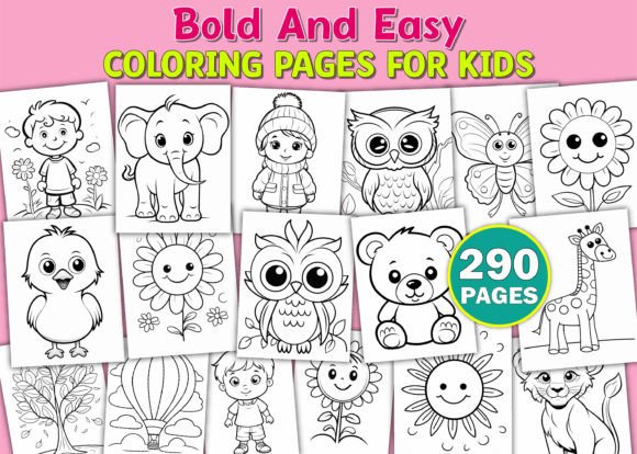 290 Bold and Easy Coloring Pages for kids