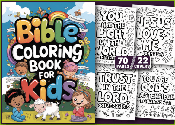 70 Pages Bible Coloring Book for Kids