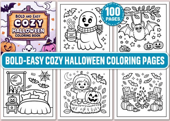 Bold & Easy Cozy Halloween Coloring Page