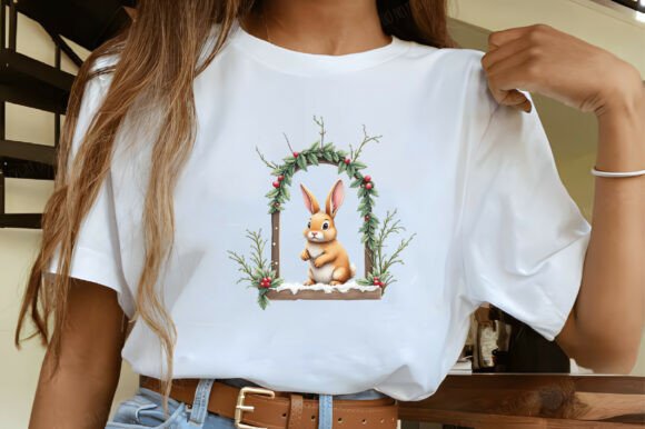 Christmas Bunny Garden Cliparts Bundle