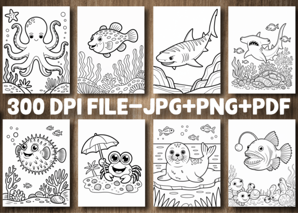 Cute Ocean Animals Coloring Book