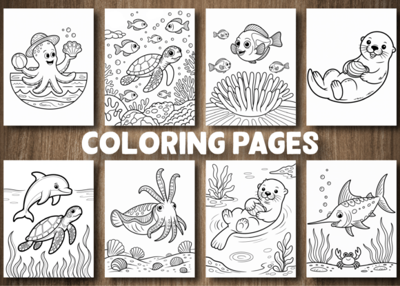 Cute Ocean Animals Coloring Book