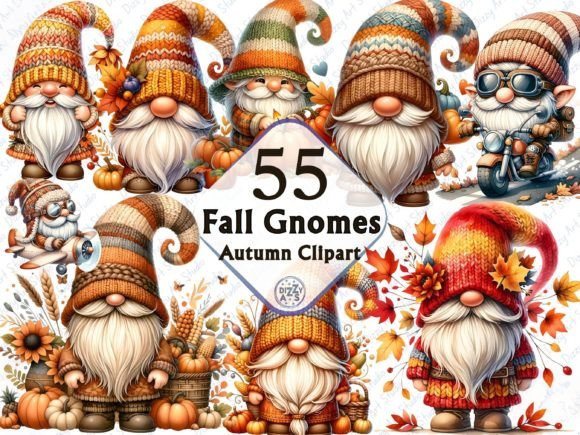 Fall Gnome Cliparts Autumn Bundle PNG