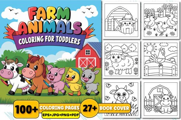 Farm Animals Coloring Book for Toddlers