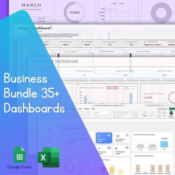 Excel tracker bundle | excel tracker | Inventory tracker | invoice tracker | project management tracker | income and expense tracker