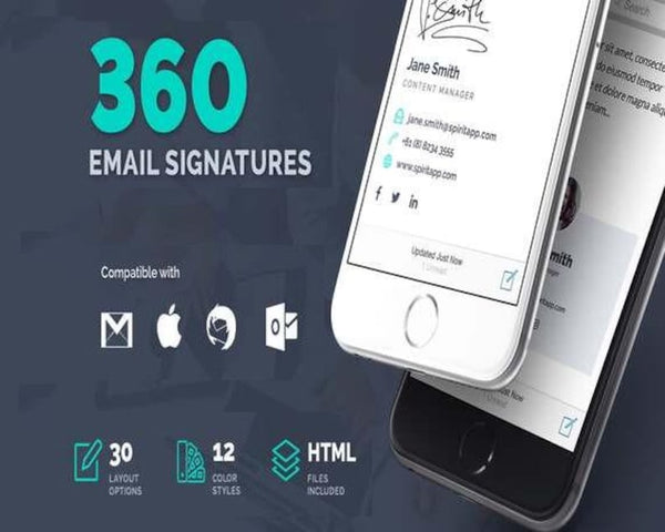 360 clickable email signature bundle | clickable email signature template | html email signature template | Gmail email signature template